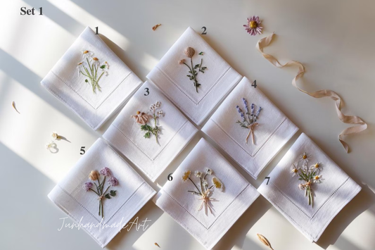 Custom Embroidered Handkerchief, Ladies Embroidery Handkerchief, Linen Handkerchiefs, Custom Women Floral Handkerchiefs