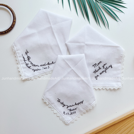 Loving Messages Handkerchief, Custom Embroidered Handkerchief, Linen Handkerchiefs