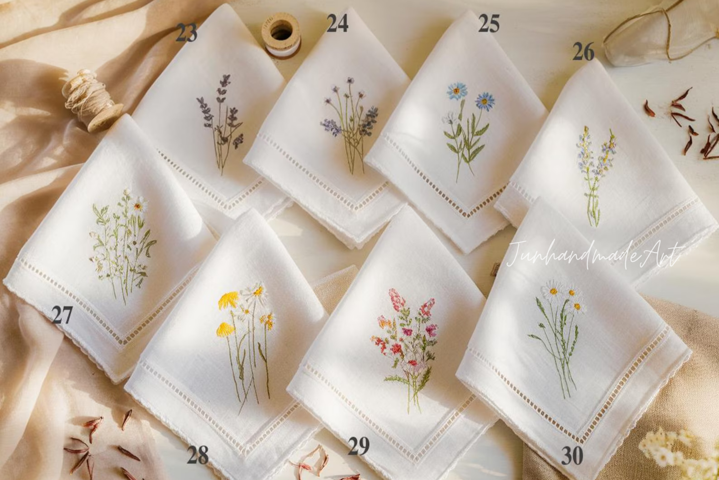 Custom Embroidered Handkerchief, Ladies Embroidery Handkerchief, Linen Handkerchiefs, Custom Women Floral Handkerchiefs