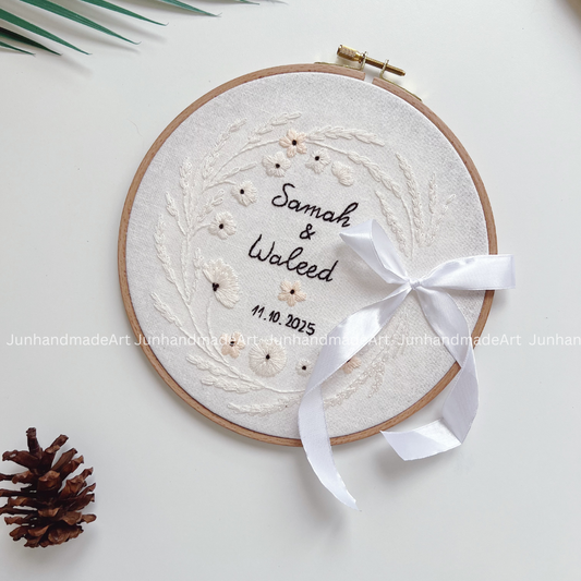 Dreamy Floral Wreath Wedding Hoop Custom Floral Wedding Hoops Wedding Gift