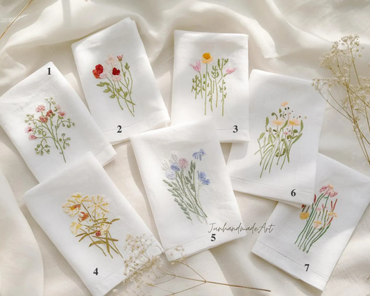 Custom Embroidered Handkerchief, Ladies Embroidery Handkerchief, Linen Handkerchiefs, Custom Women Floral Handkerchiefs