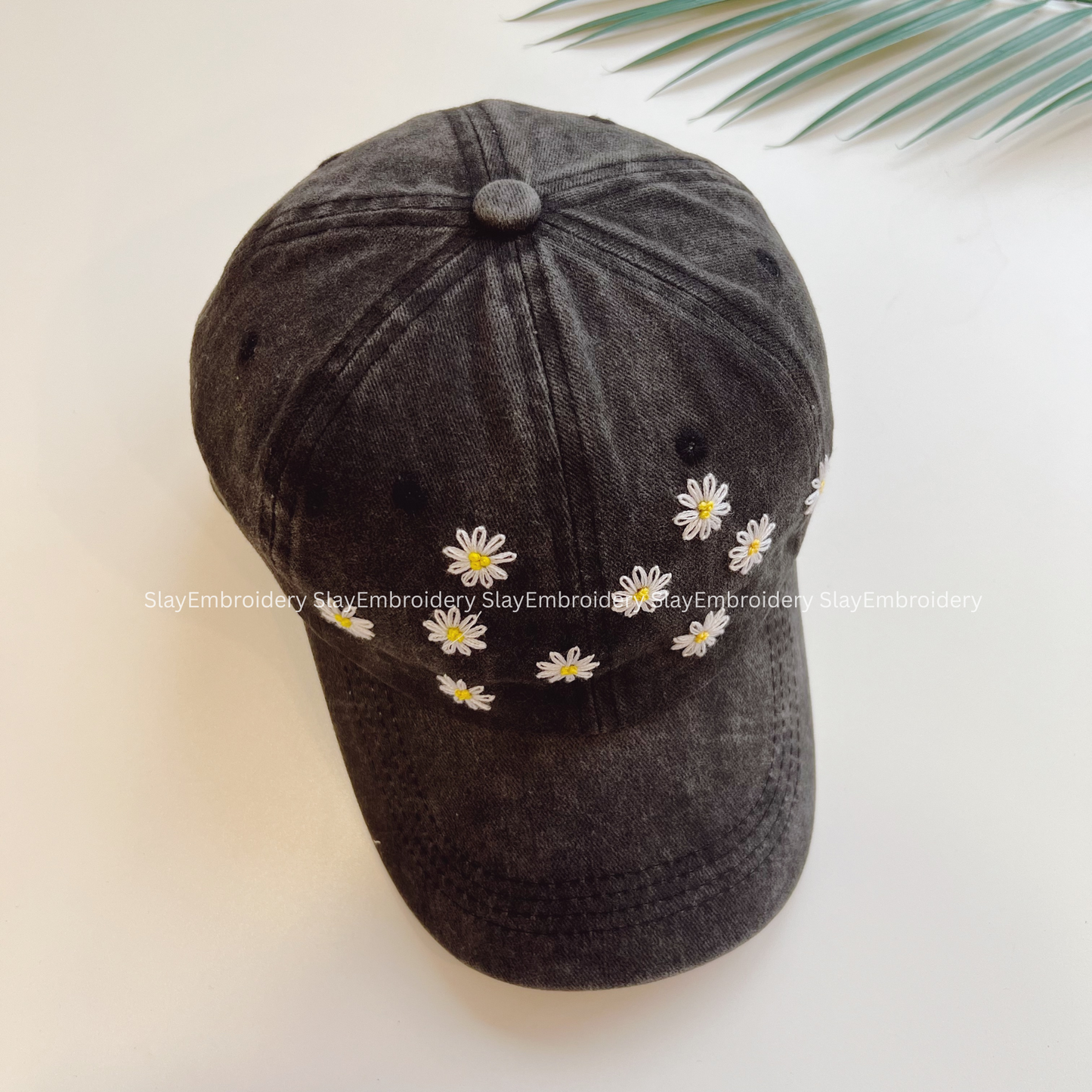 Daisy Meadow Summer Hand Embroidery Hat Vintage Hat Washed Baseball Cap