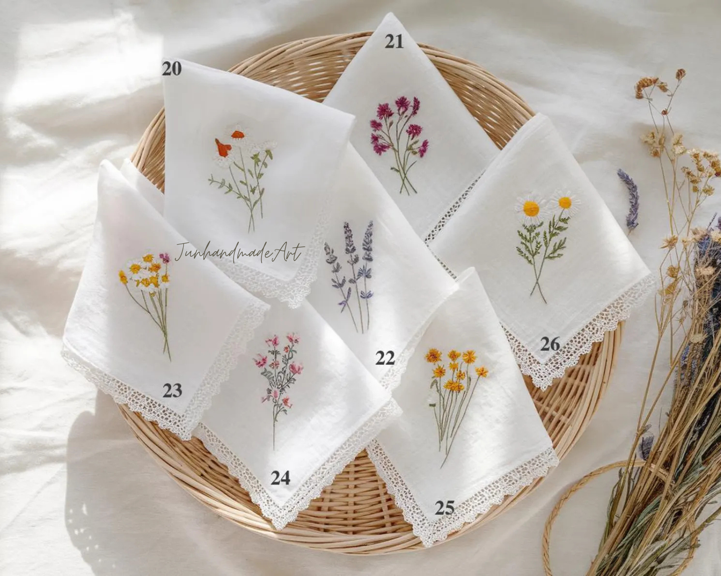 Custom Embroidered Handkerchief, Ladies Embroidery Handkerchief, Linen Handkerchiefs, Custom Women Floral Handkerchiefs