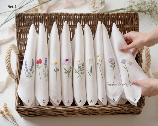 Custom Embroidered Handkerchief, Ladies Embroidery Handkerchief, Linen Handkerchiefs, Custom Women Floral Handkerchiefs