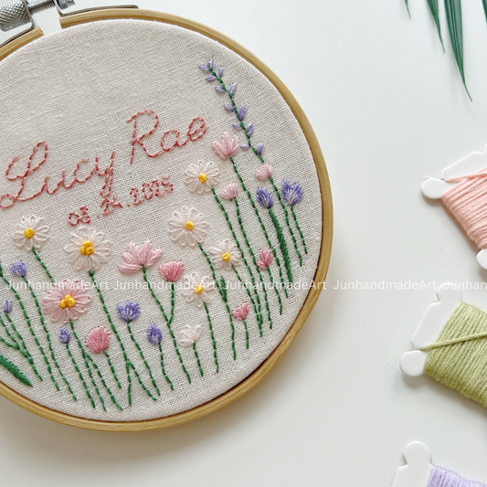 Magical Pastel Flowers Hoop Custom Floral Wedding Hoops Wedding Gift