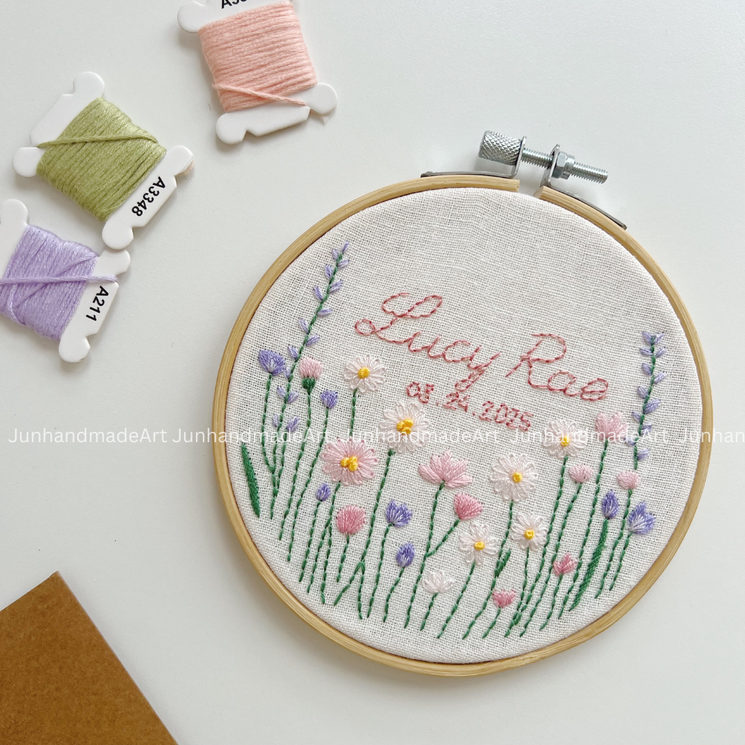 Magical Pastel Flowers Hoop Custom Floral Wedding Hoops Wedding Gift