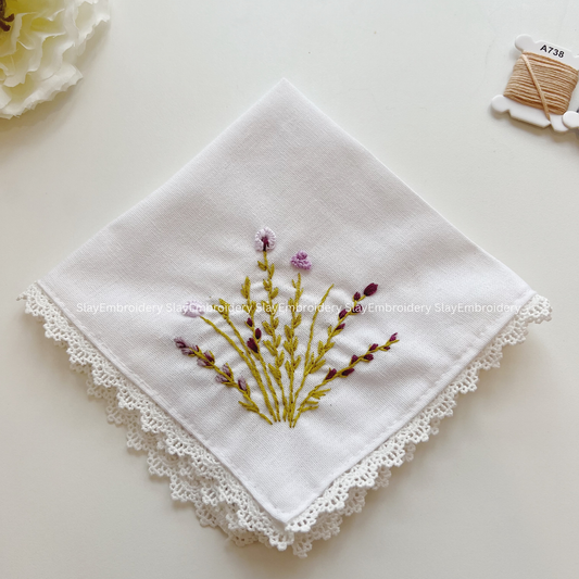 Soft Violet Wedding Handkerchief, Custom Embroidered Handkerchief, Linen Handkerchiefs