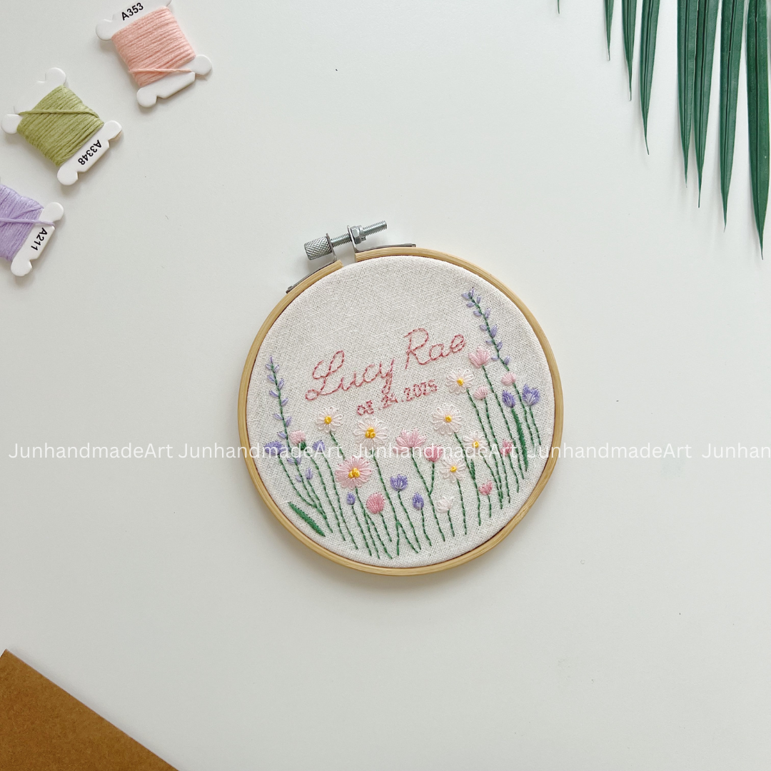 Magical Pastel Flowers Hoop Custom Floral Wedding Hoops Wedding Gift