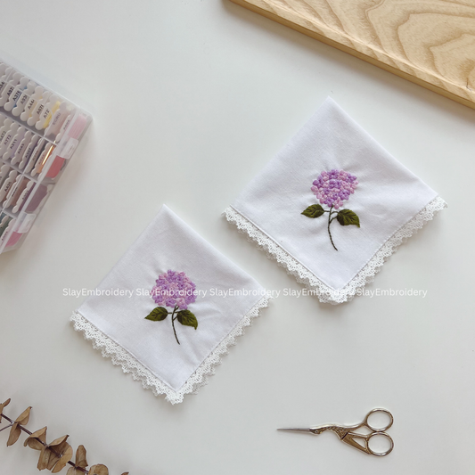 Dusky Dahlia Wedding Handkerchief, Custom Embroidered Handkerchief, Linen Handkerchiefs