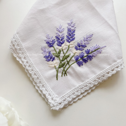 Lavender Wedding Handkerchief, Custom Embroidered Handkerchief, Linen Handkerchiefs