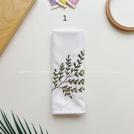 Floral Embroidered Linen Napkins – Elegant Floral Napkin – Rustic Wedding Table Decor Housewarming Gift, for Her or Hostess