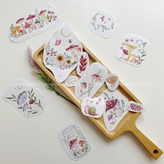 Mushroom Fairy Tale Embroidery Pattern For Beginner Easy To Use Stick and Stitch