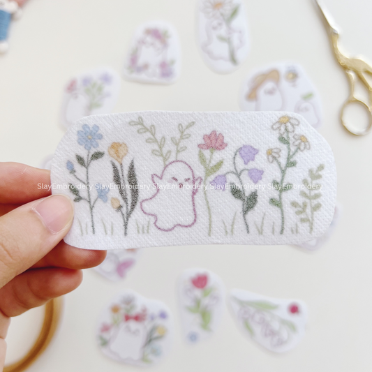 Cute Spring Ghost Embroidery Pattern For Beginner Easy To Use Stick and Stitch