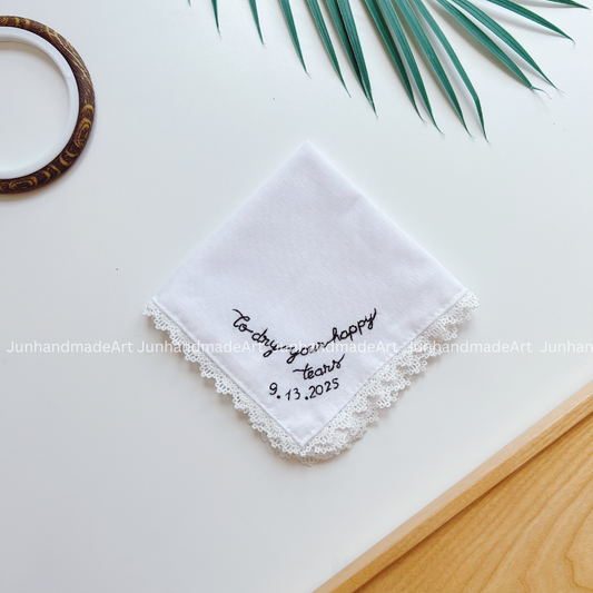 Loving Messages Handkerchief, Custom Embroidered Handkerchief, Linen Handkerchiefs