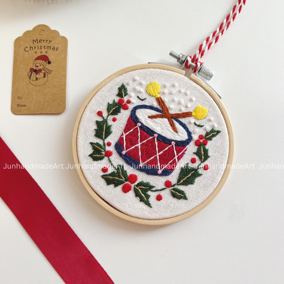 Festive Drum Christmas Ornament 10 x 10 cm (4x4 in)