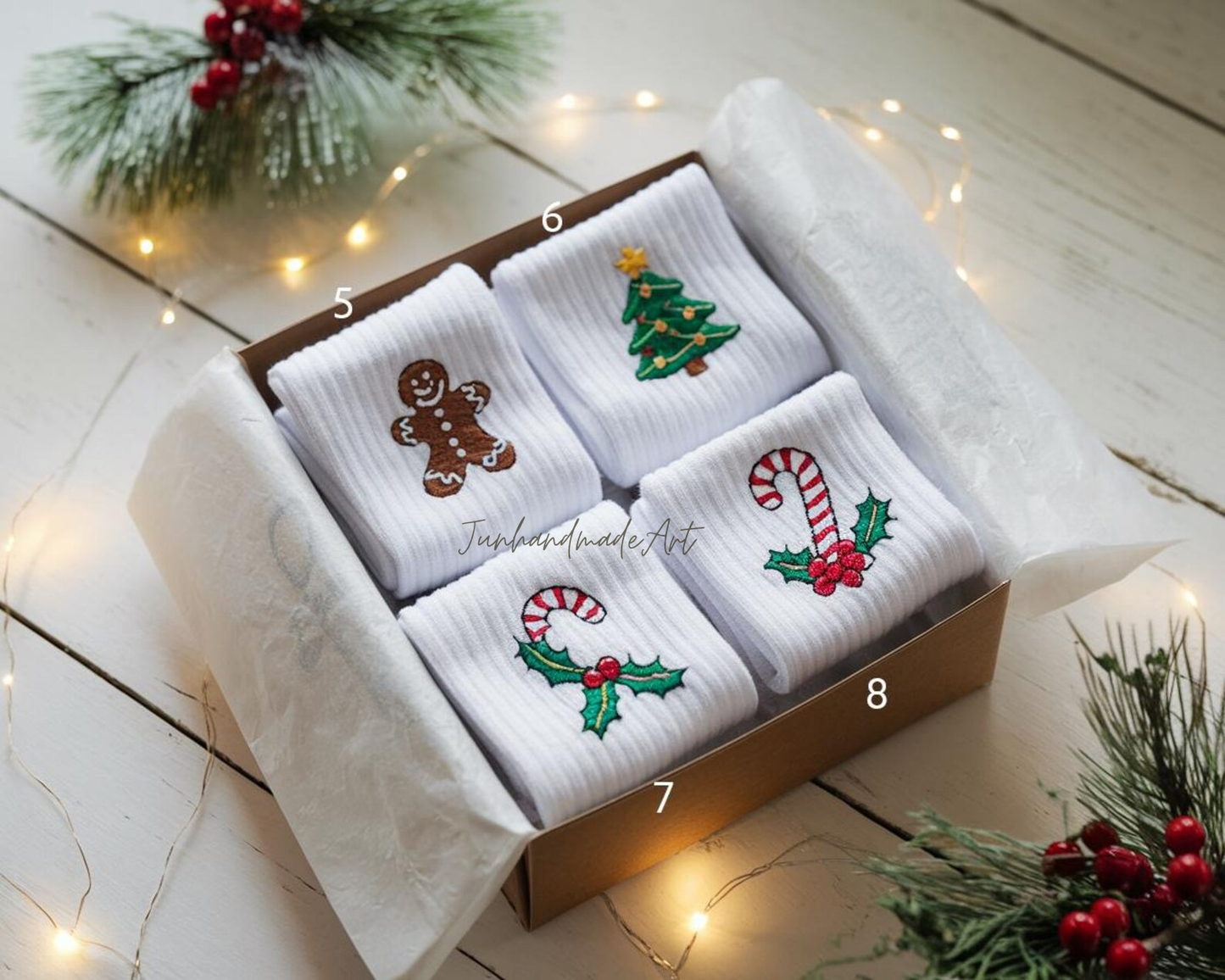 Personalized Embroidered Christmas Socks – Personalized Holiday Socks, Custom Handmade Gift, Cozy Winter Socks, Christmas Stocking Stuffer