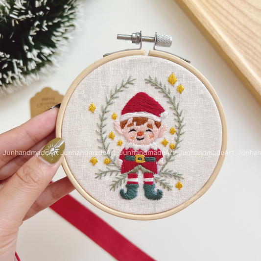 Cheerful Elf Christmas Ornament 10 x 10 cm (4x4 in)