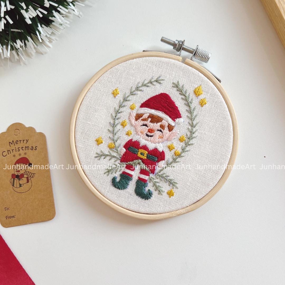 Cheerful Elf Christmas Ornament 10 x 10 cm (4x4 in)