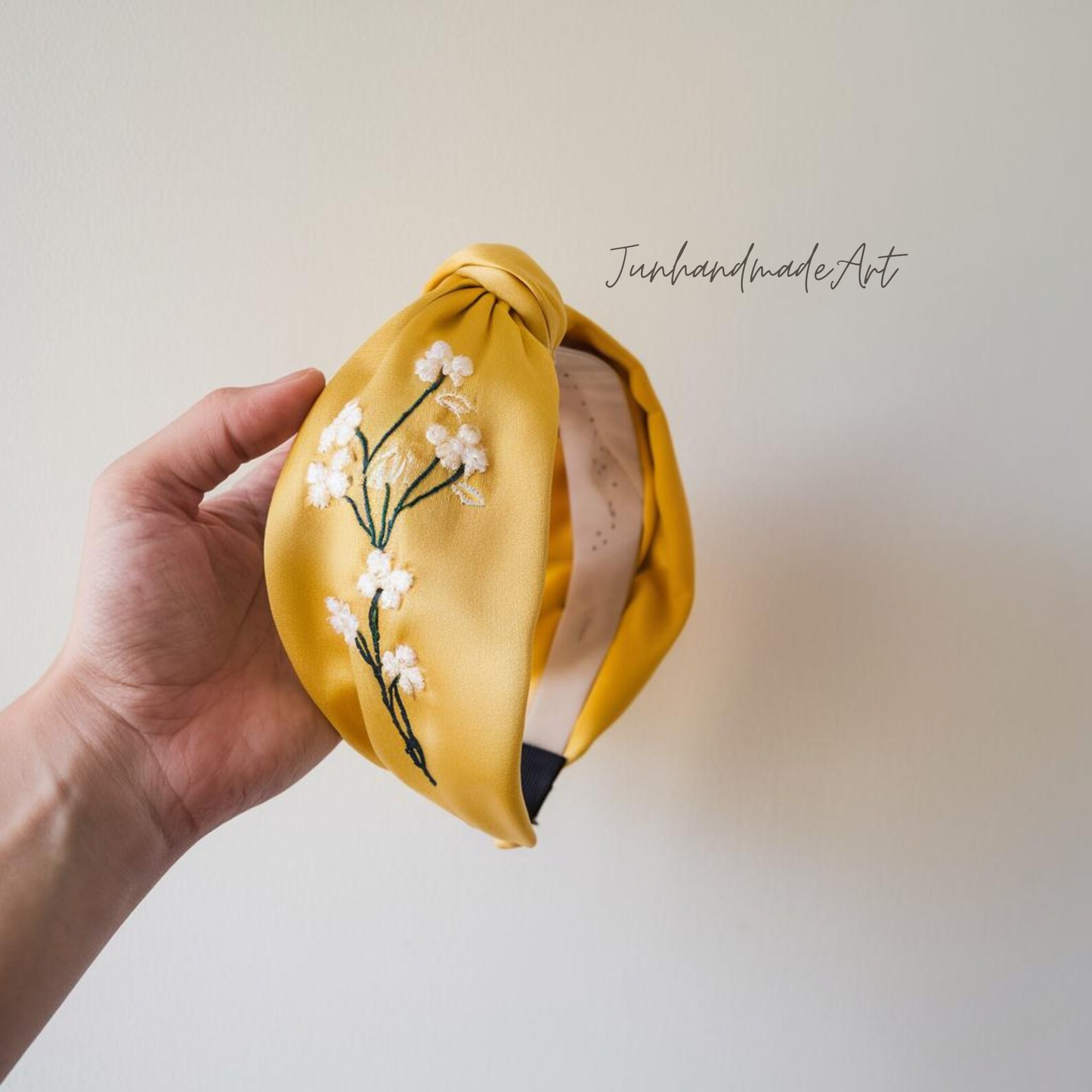 Hand Floral Embroidered Linen Knot Turban, Handmade Turban with Embroidery, Soft and Comfortable Turban, Hair Accessories Gift for Her