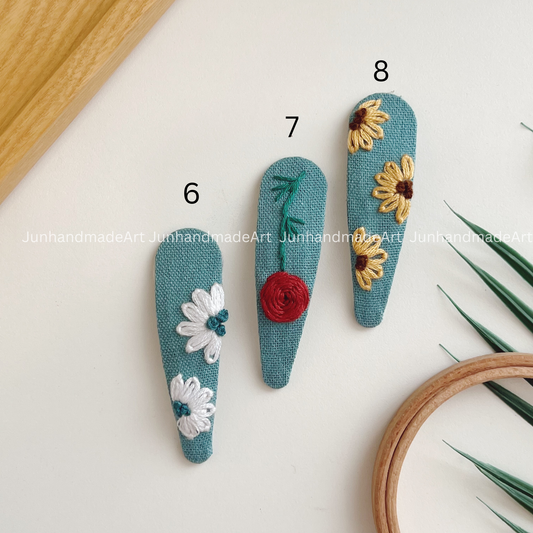 Blossoms Embroidered Hair Clip | Handmade Linen Barrette | Soft Pastel Hair Accessory | Gift for Her | Cottagecore Style