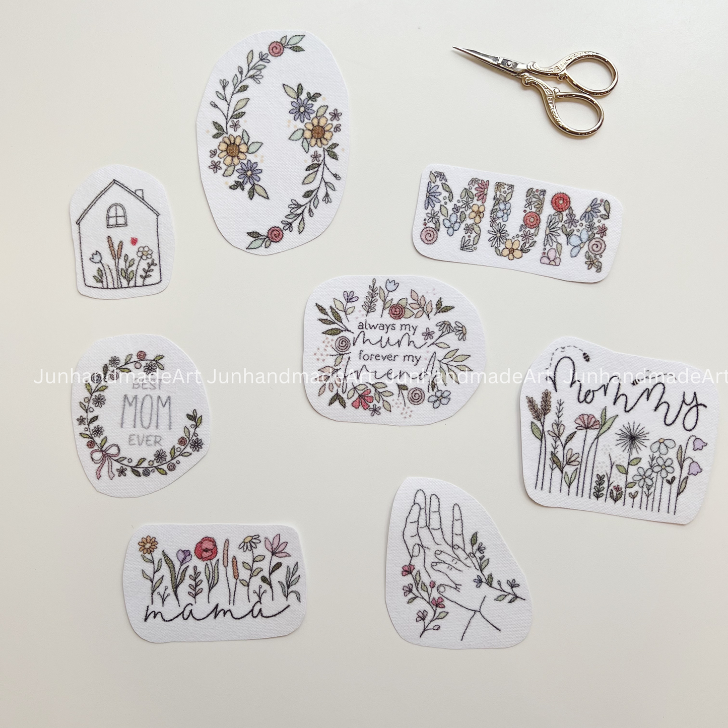Mother Day Gift Mommy Love Embroidery Pattern For Beginner Easy To Use Stick and Stitch
