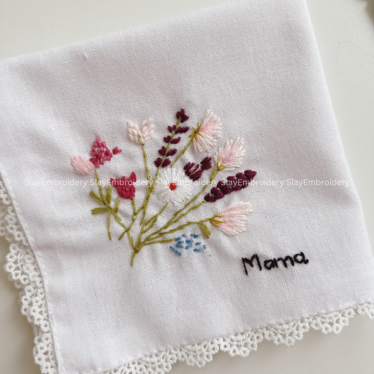 Garden Whisper Wedding Handkerchief, Custom Embroidered Handkerchief, Linen Handkerchiefs