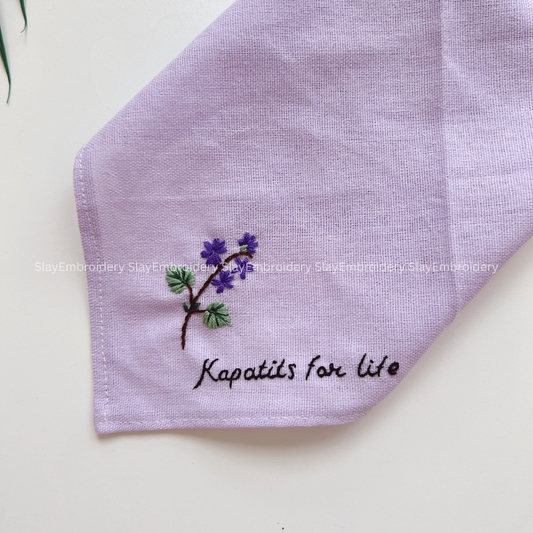 Purple Bloom Wedding Handkerchief, Custom Embroidered Handkerchief