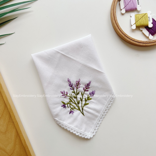 Lavender Wedding Handkerchief, Custom Embroidered Handkerchief, Linen Handkerchiefs
