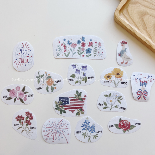 American Flora Embroidery Pattern For Beginner Easy To Use Stick and Stitch