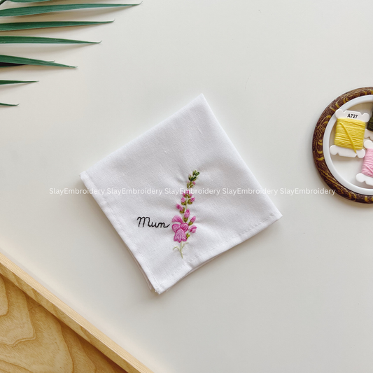 Wild Blush Wedding Handkerchief, Custom Embroidered Handkerchief