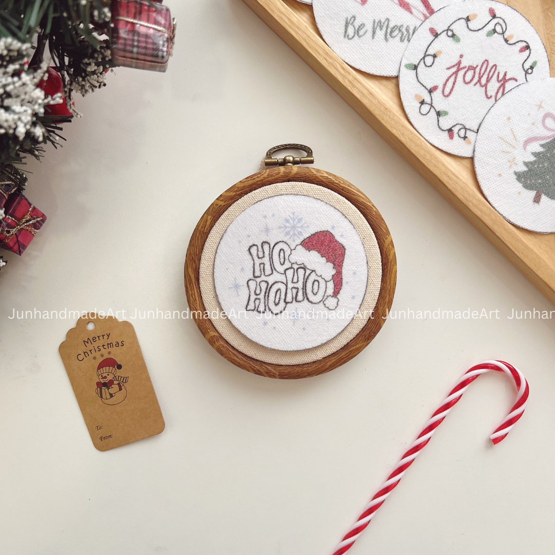 Festive Christmas Ornament Noel Embroidery Pattern For Beginner Easy To Use Stick and Stitch