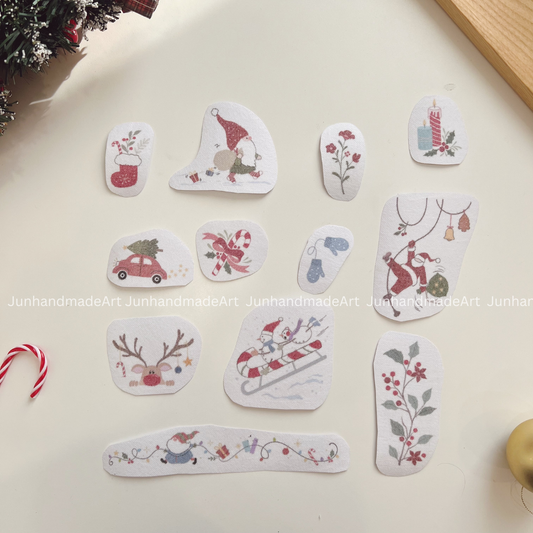 Cozy Noel Embroidery Pattern For Beginner Easy To Use Stick and Stitch