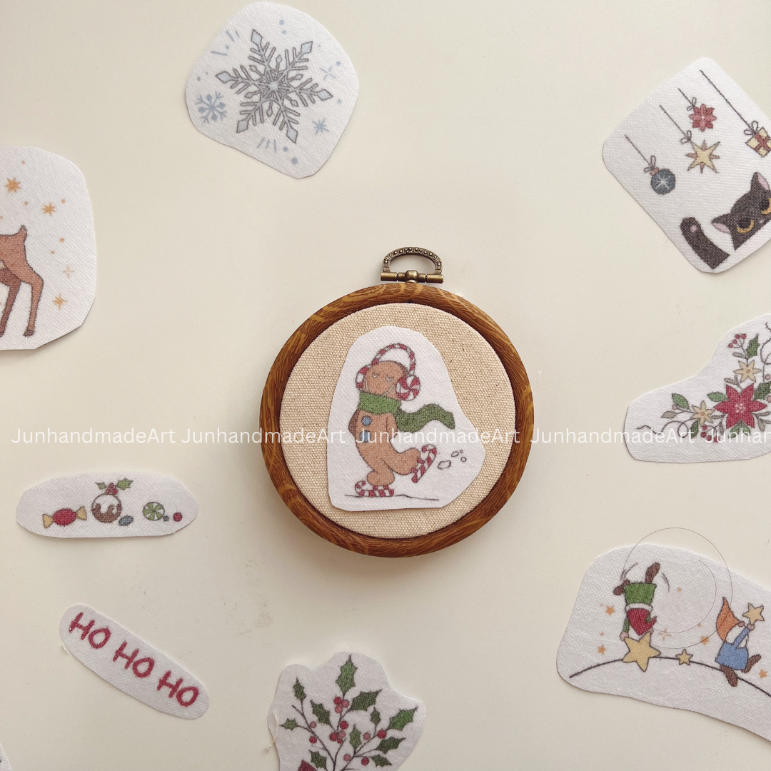 Classic Christmas Elements Noel Embroidery Pattern For Beginner Easy To Use Stick and Stitch