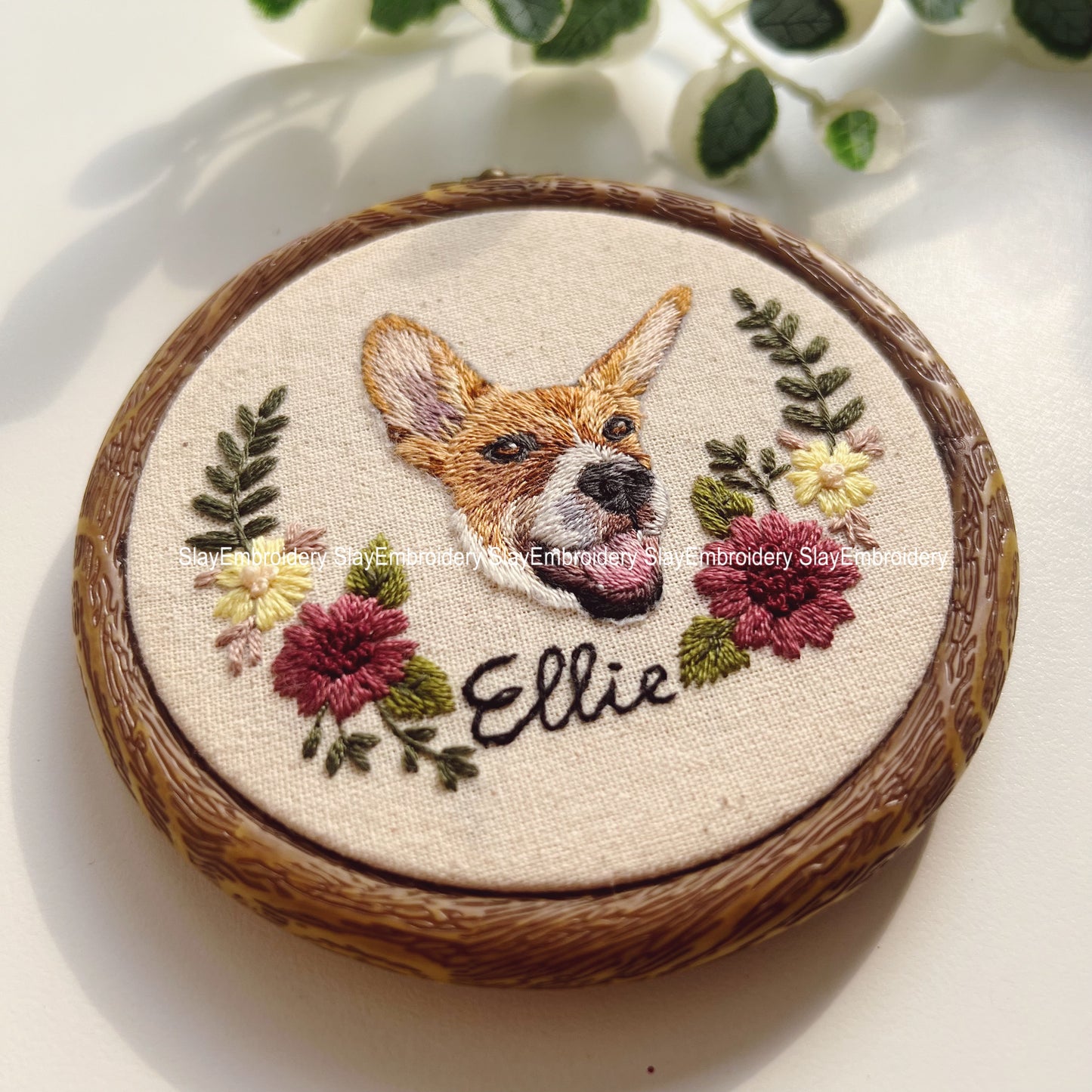 Custom Embroidered Dog Portrait Hoop Pet Portrait Cat and Dog Embroidery Animal Realistic Portrait in Hoop Personalized Pet Portrait