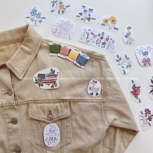 American Flora Embroidery Pattern For Beginner Easy To Use Stick and Stitch