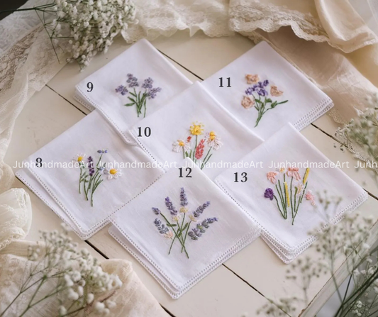 Custom Embroidered Handkerchief, Ladies Embroidery Handkerchief, Linen Handkerchiefs, Custom Women Floral Handkerchiefs