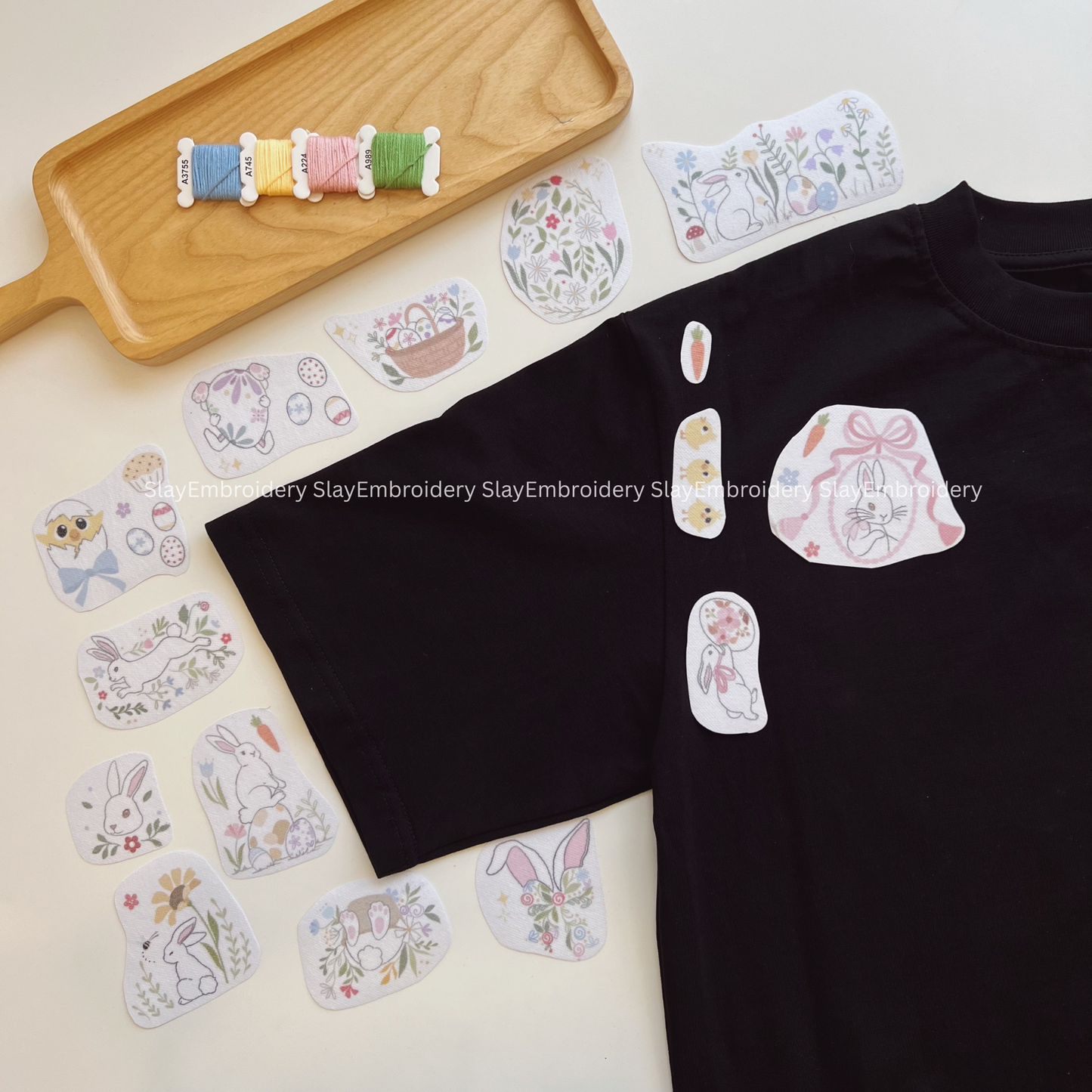 Little Bunny Easter Day Embroidery Pattern For Beginner Easy To Use Stick and Stitch