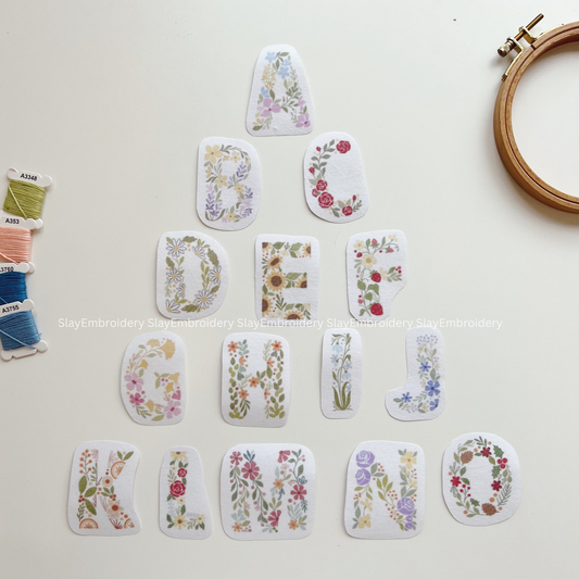 Letters In Bloom Embroidery Pattern For Beginner Easy To Use Stick and Stitch