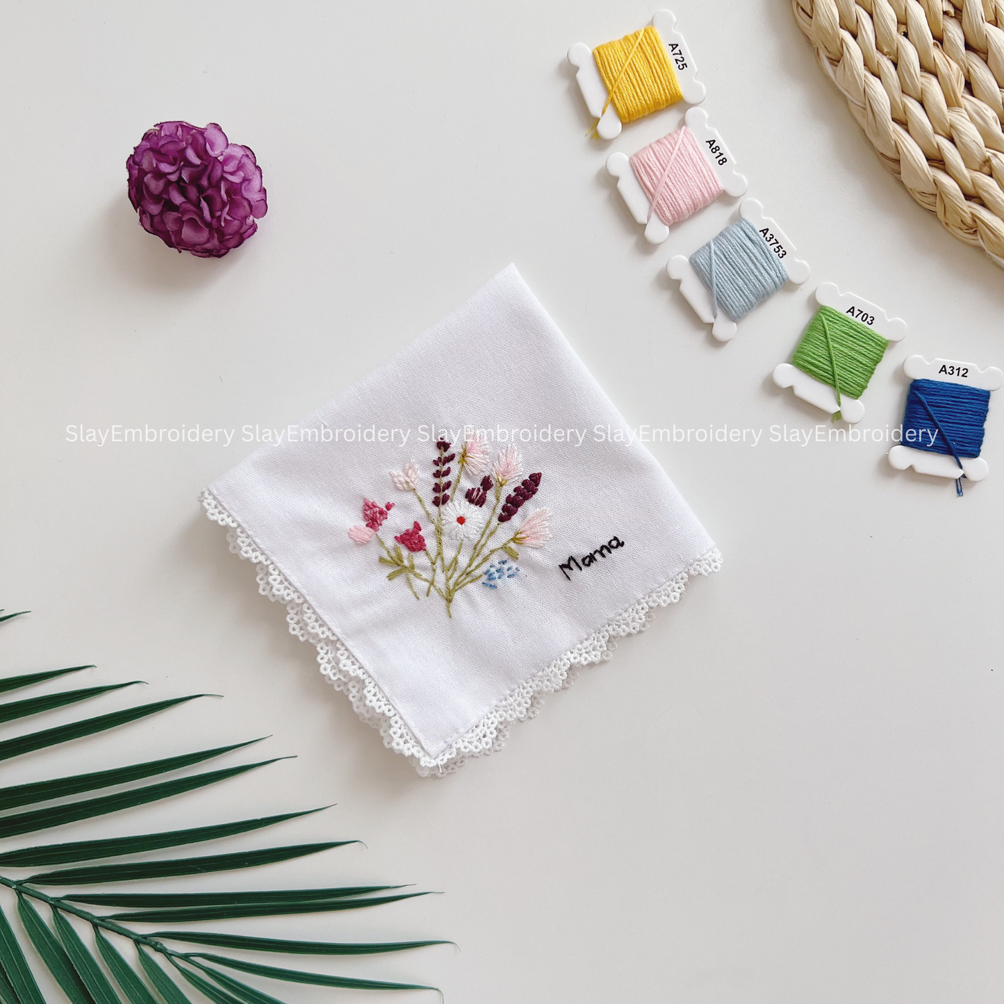 Garden Whisper Wedding Handkerchief, Custom Embroidered Handkerchief, Linen Handkerchiefs