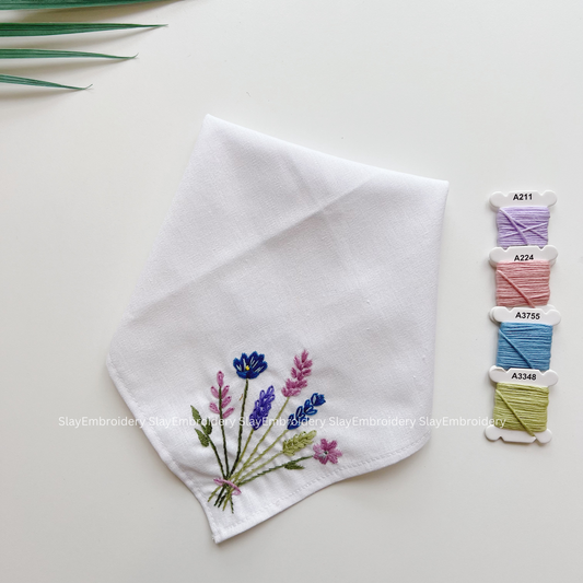 Wildflower Wedding Handkerchief, Custom Embroidered Handkerchief, Linen Handkerchiefs