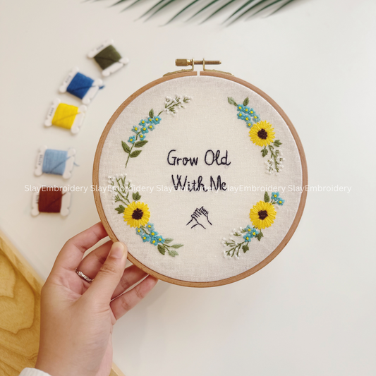 Custom Embroidered Sunflower Wreath Wedding Hoop Custom Floral Wedding Hoops Wedding Gift