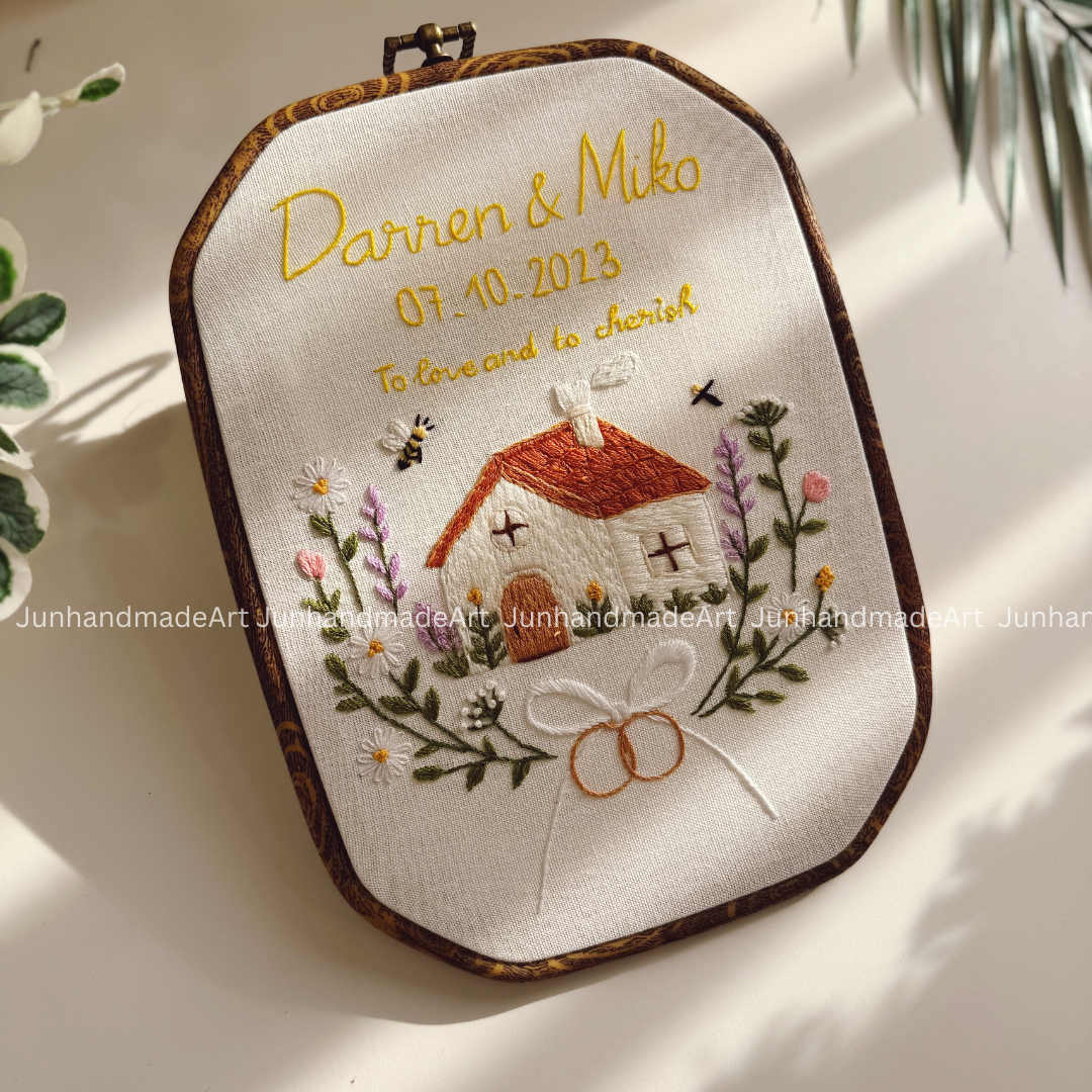 Cozzy House Rectangle Wedding Hoop Custom Floral Wedding Hoops Wedding Gift