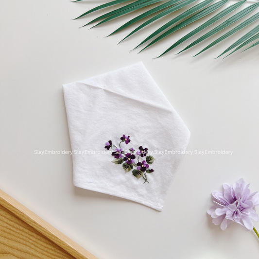 Deep Purple Wedding Handkerchief, Custom Embroidered Handkerchief