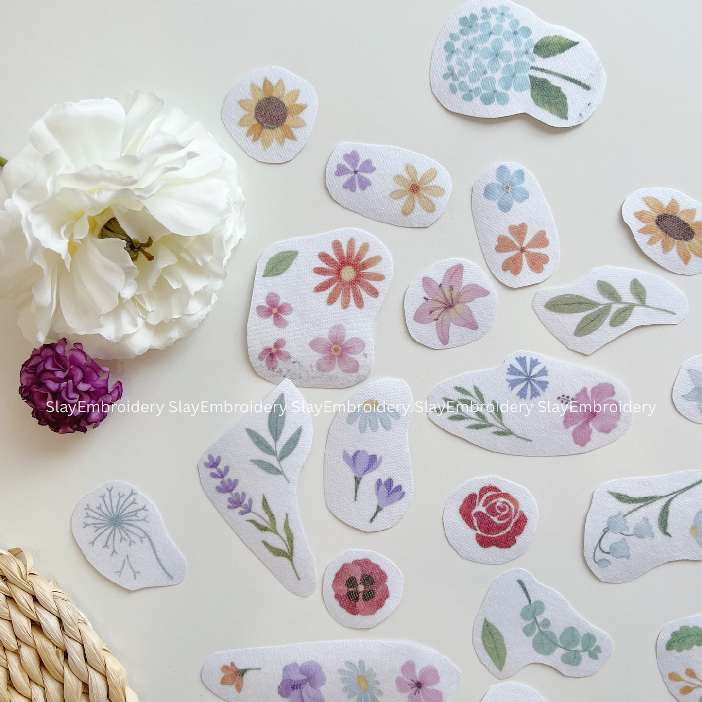 Small Flower Embroidery Pattern For Beginner Easy To Use Stick and Stitch