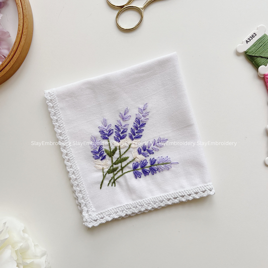 Lavender Wedding Handkerchief, Custom Embroidered Handkerchief, Linen Handkerchiefs