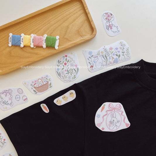 Little Bunny Easter Day Embroidery Pattern For Beginner Easy To Use Stick and Stitch