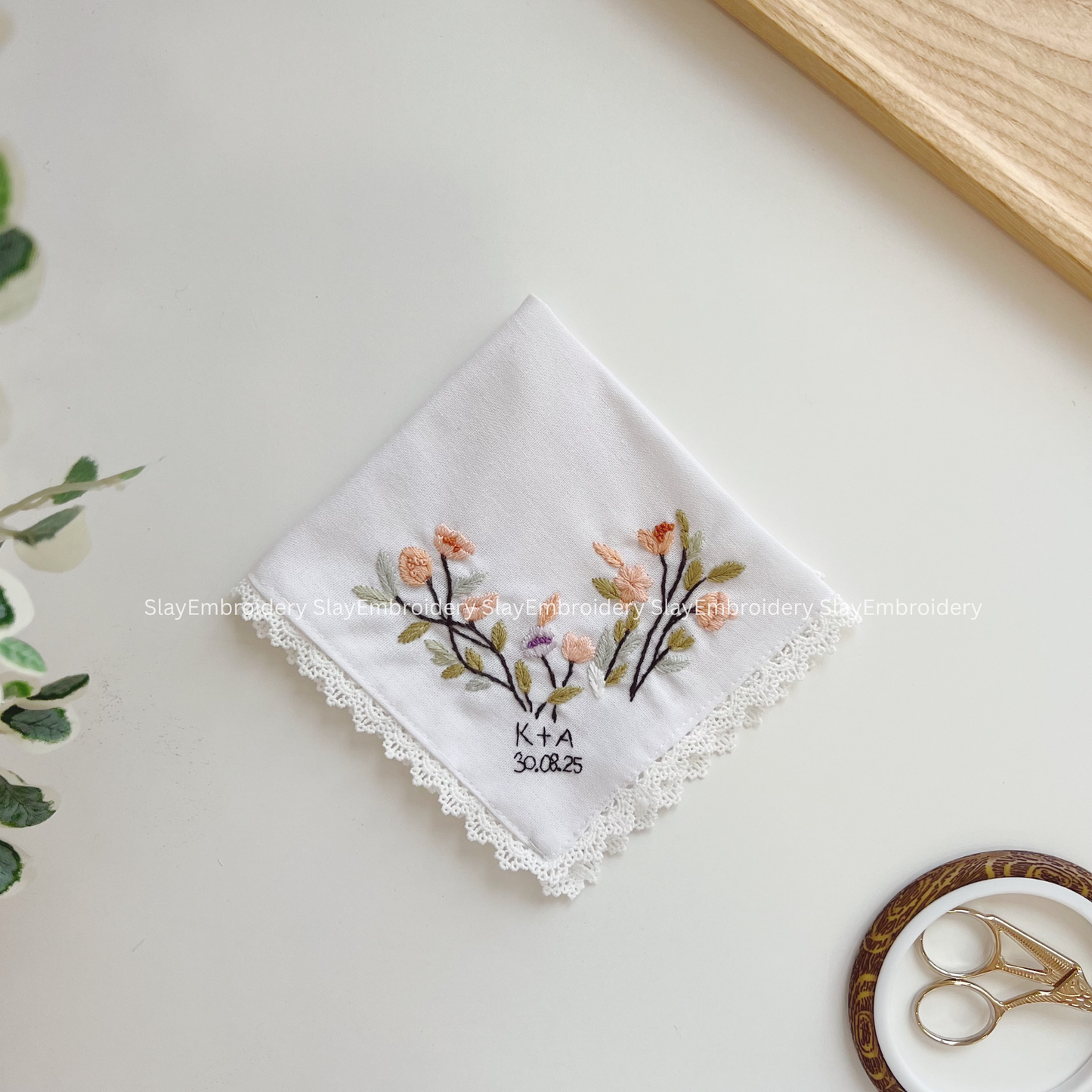 Autumn Whisper Wedding Handkerchief, Custom Embroidered Handkerchief, Linen Handkerchiefs