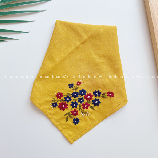 Colorful Wildflowers Wedding Handkerchief, Custom Embroidered Handkerchief