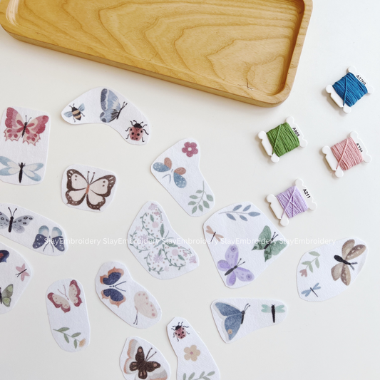 Moonlit Butterfly Embroidery Pattern For Beginner Easy To Use Stick and Stitch