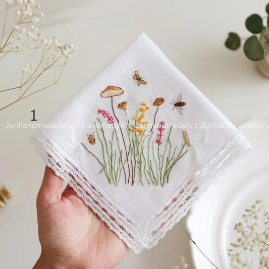 Custom Embroidered Handkerchief, Ladies Embroidery Handkerchief, Linen Handkerchiefs, Custom Women Floral Handkerchiefs